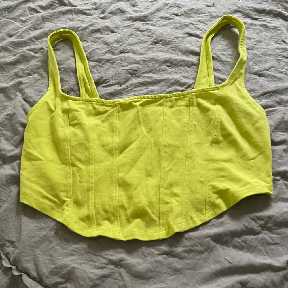 Neon yellow cotton crop top size L